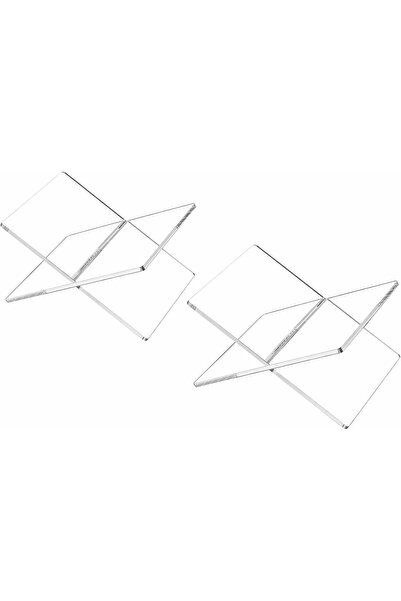 Slasa Clear Acrylic Book Holder 25x14 cm X‑Shaped Display Stand – Pack of 2