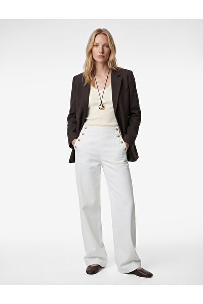 Koton Düğme Detaylı Cepli Geniş Paça Denim Pantolon - Wide Leg Jeans