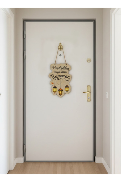 Wooden Factory Ornament decorativ din lemn pentru ușă, cu mesaj de bun venit ...