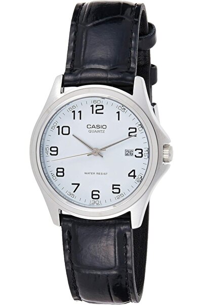 Casio Men's White Dial Leather Band Watch, Black, MTP-1183E-7BDF