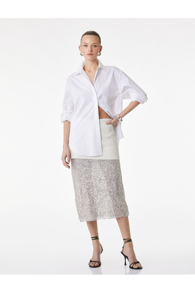 Koton Fusta creion lungă cu paiete și detalii din țesătură dublă