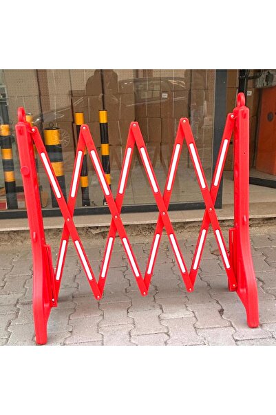 HCA LİMİTED 2.5 Metre Reflektif Bantlı Plastik Akordiyon Bariyer – kırmızı-beyaz