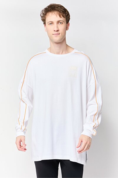 Puma ملابس رياضية رجالية، قميص رياضي أبيض بأكمام طويلة مناسب للأنشطة الخارجية