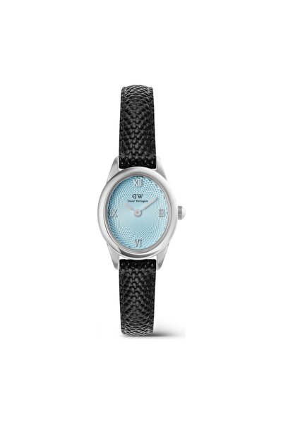 Daniel Wellington Ophelia Mini Black Lizard Ice Blue Guilloche Silver