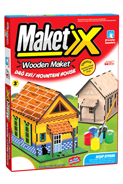 Jet Online Maketix Ahşap Dağ Evi Boyama Maket Seti – Eğitici Oyuncak ve Çocuk...