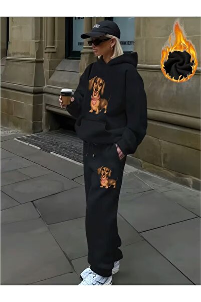 ZEMLİYA Women's Printed Sweatshirt - Sweatpants 2-Piece Set Oversized Fit 3 Y...