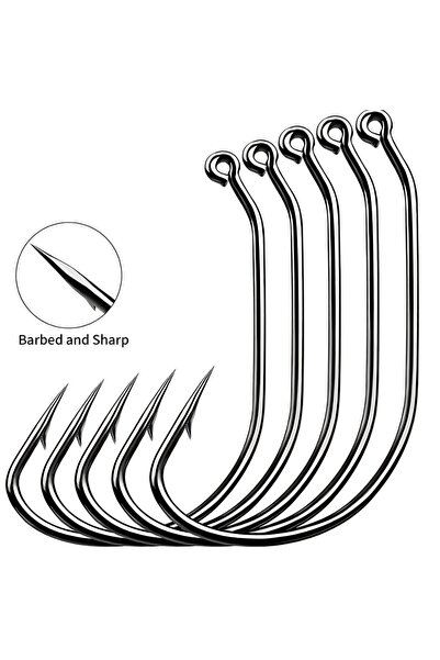 Seoul 10 Adet No:4/0 Yüksek Karbonlu Çelik, Offset,jig Head,Silikon,Delikli İ...