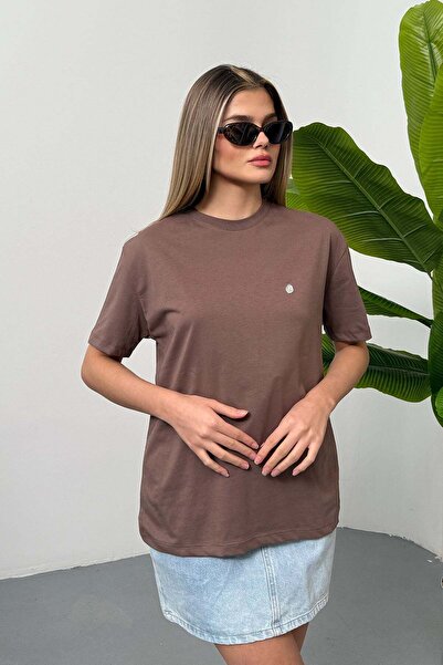 GİYSA Γυναικείο ασημί αξεσουάρ με λεπτομέρειες, 100% βαμβακερό μπλουζάκι, ανο...