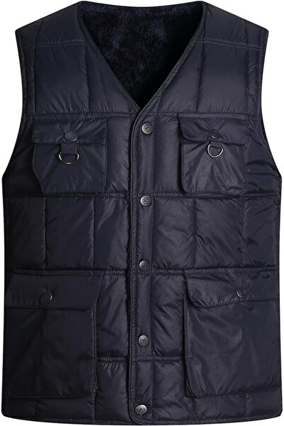 OEM Luckyone men's vest, for autumn and winter, lightweight, dark blue, size M,