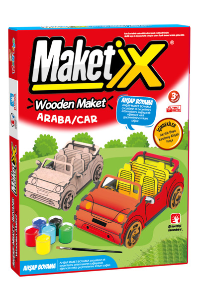 Jet Online Maketix Ahşap Araba Boyama Maket Seti - Çocuk Hobi ve Aktivite Seti