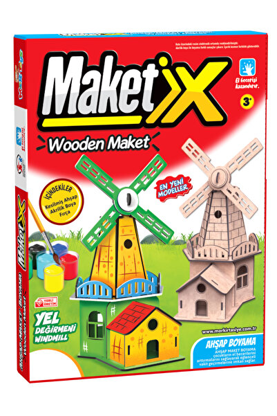 Jet Online Maketix Ahşap Yel Değirmeni Boyama Maket Seti – Kendin Boya DIY Eğ...