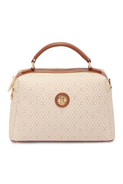 Tergan Bej Print Kadın El Çantası - S26Y1PR09182-S7G