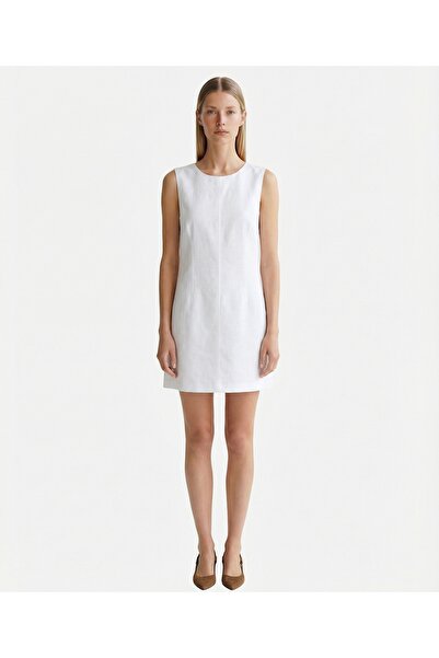 Yargıcı A Form Kayık Yaka Kolsuz Kol Elbise