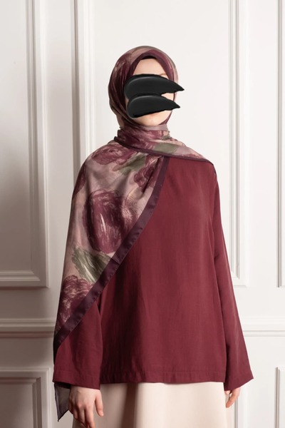 Emare Bulut Gülleri Με σχέδιο Μαλακό Σάλι - Αποξηραμένο Τριαντάφυλλο