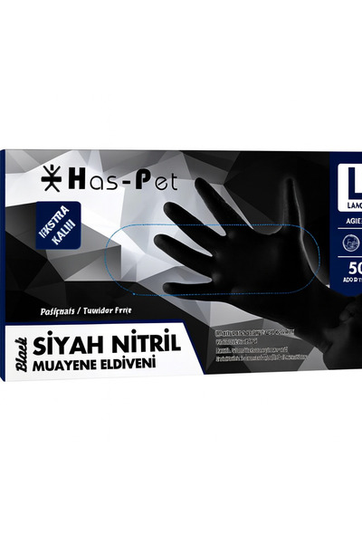 haspet lateks Haspet Extra Kalın Siyah Nitril Muayene Eldiven 50 adet