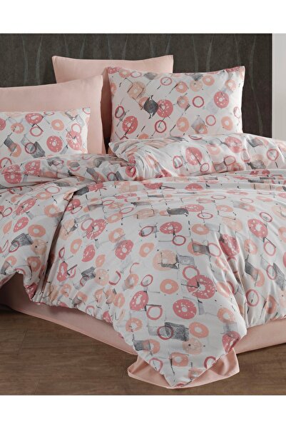 NazeninHome Dream Ranforce Cotton Duvet Cover Set with Elastic Sheets for Sin...