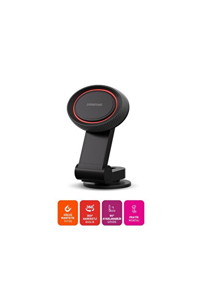 Polosmart PBS155 Mıknatıslı Araç İçi Telefon Tutucu Siyah 360° Döner 90° Ayar...