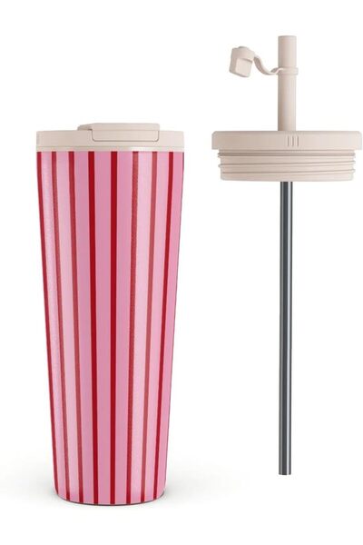 BURGA 700ml Travel Mug with Flap & Straw Lid Combo – BPA-Free Stainless Steel...