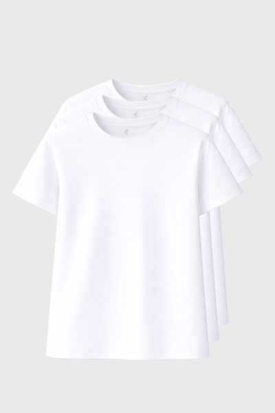 freemen Erkek 3 Adet Beyaz Tişört Paketi, 30/1 Süprem Pamuk, Yumuşak Doku, Bi...