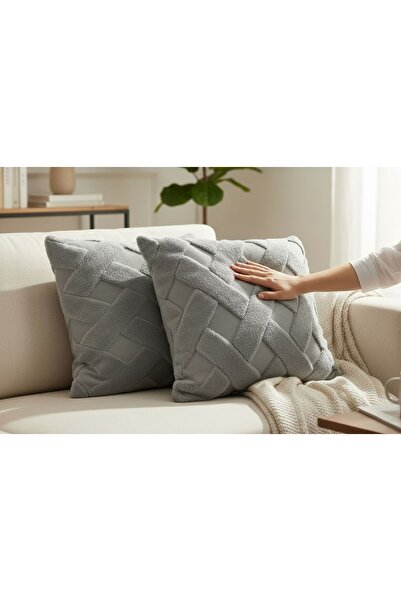 Mypolo 2’li 45x45 Jakarlı Dekoratif Kırlent Kılıfı Standart Kanepe Koltuk Yat...