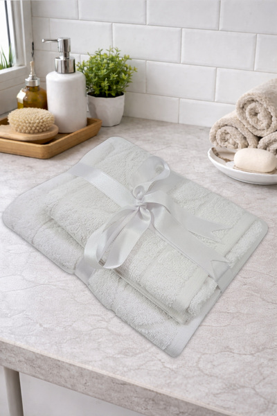 COT DRY طقم مناشف من قطعتين مع شريط |   60×100 + 40×60 |   منقوش