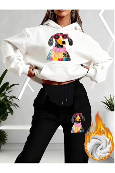 ZEMLİYA Women's Printed Sweatshirt - Sweatpants 2-Piece Set Oversized Fit 3 Y...