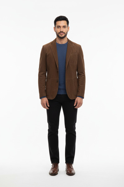 PAOLO FRAMINCO PF-170 KUZU DERİSİ KAHVERENGİ ERKEK SÜED BLAZER CEKET