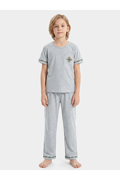 Take Two By Styli Boy's Graphic Print Round Neck Short Sleeve T-shirt With Pa...