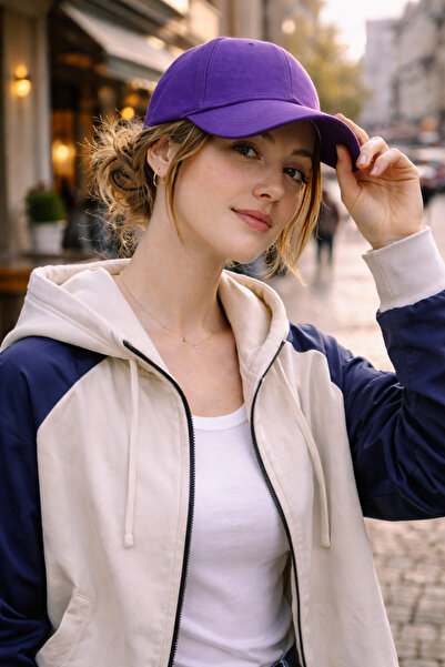 ZERAMİNE Șapcă de baseball mov, simplă, cu velcro la spate, reglabilă, unisex...