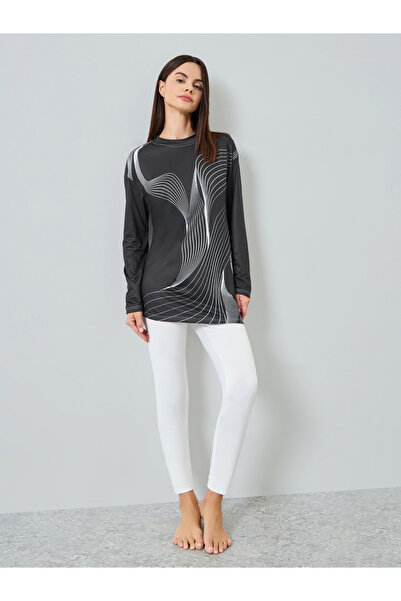 Take Two By Styli Women Printed Long Sleeve Split Hem Top and Pyjama Set