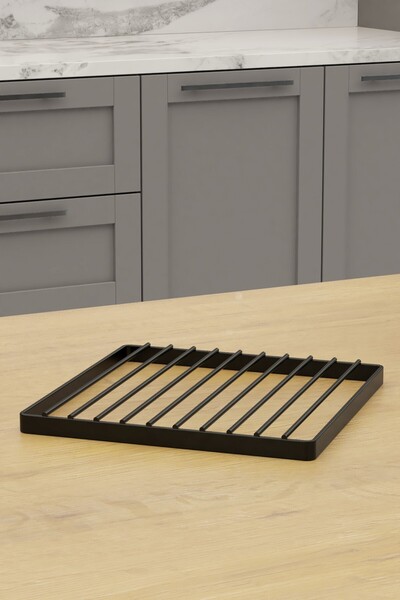 zabata Nihale Tencere Altılığı Metal Kare Çaydanlık Altlık Siyah Metal