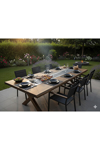 lina wood veneer Premium Masif Ahşap Ocakbaşı Masası - Dahili Paslanmaz Barbe...