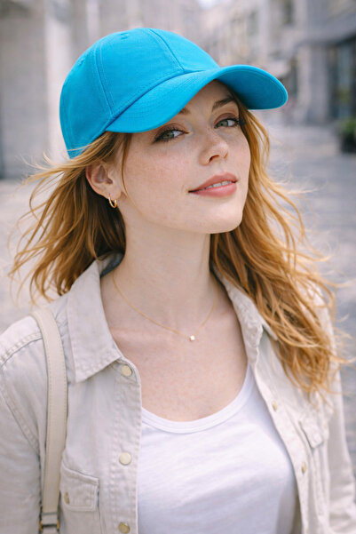 ZERAMİNE Șapcă de baseball albastră, simplă, cu velcro la spate, reglabilă, u...