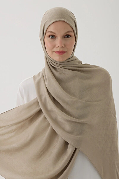 Zeta Group Women's Hijab Clothing Seasonal Beige Color Jacquard Shawl with Kn...