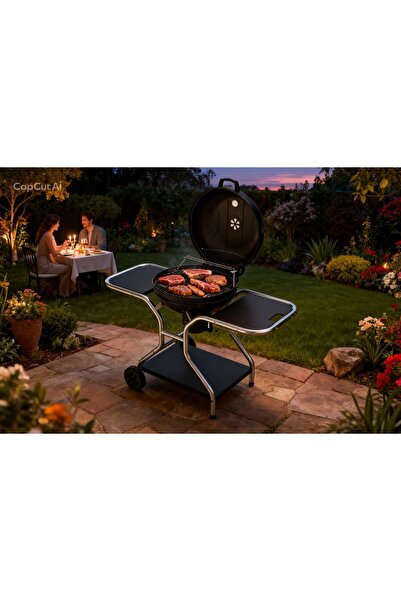 Acn Profesyonel Tekerlekli Kapaklı Kömür Mangalı – Geniş Aile Boyu Barbekü Keyfi