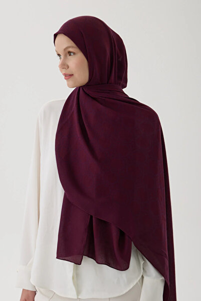 Bonnie Clyde Women's Islamic Clothing Seasonal Burgundy Color Jacquard Shawl ...