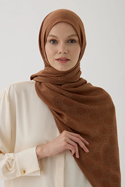 Astra Plus Women's Hijab Clothing Seasonal Tan Color Jacquard Shawl with Chai...