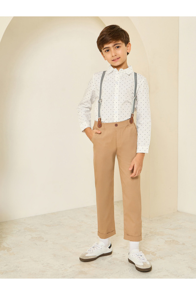 Styli Boys Shirt with Trousers and Suspender Set