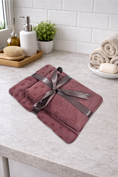 COT DRY طقم مناشف من قطعتين مع شريط |   60×100 + 40×60 |   منقوش