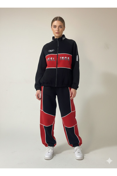 MEGOMEL Color Block Oversize Tracksuit Set