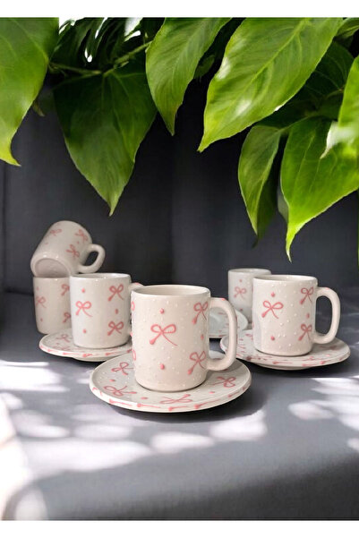 arsimhome 12 parça özel tasarım kurdele desenli fincan takımı