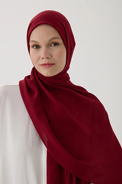 Astra Plus Women's Hijab Clothing Seasonal Red Color Jacquard Shawl with Knit...