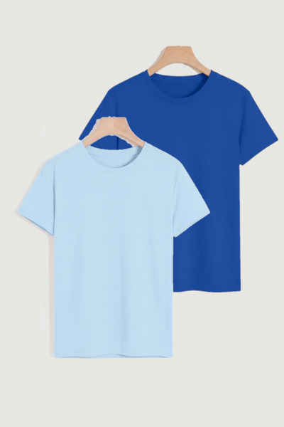 ZİYMO Pachet de 2 tricouri cu guler rotund