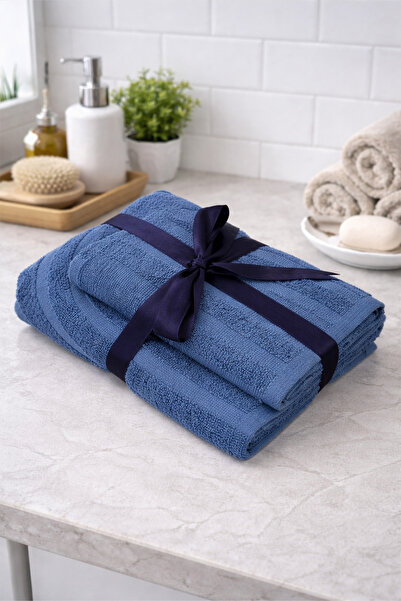 COT DRY طقم مناشف من قطعتين مع شريط |   60×100 + 40×60 |   منقوش