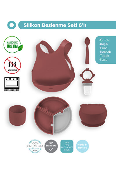 OiOi Silikon Beslenme Seti 6'lı Velvet Rose