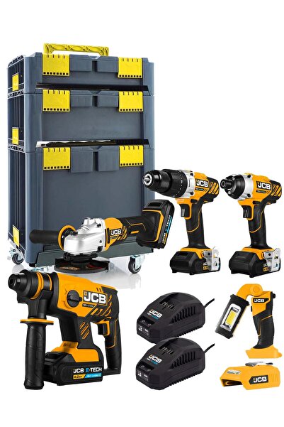 Jcb 18V 6 Parça Akülü El Aleti Seti - 2 ad. 2.0 Ah + 2 ad. 4.0 Ah Li-ion Bata...