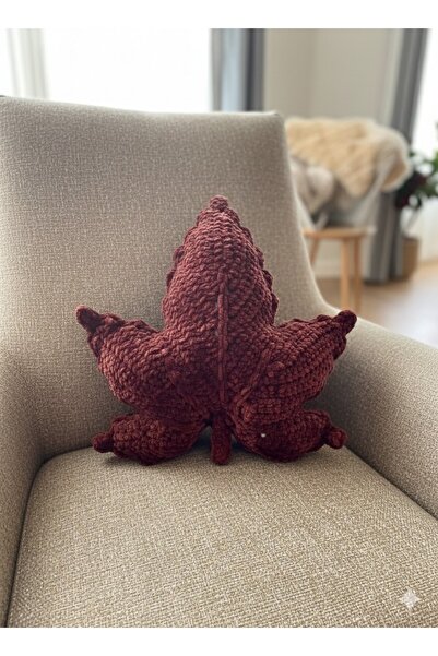 yes ticaret Handmade Knitted Plane Leaf Decorative Cushion