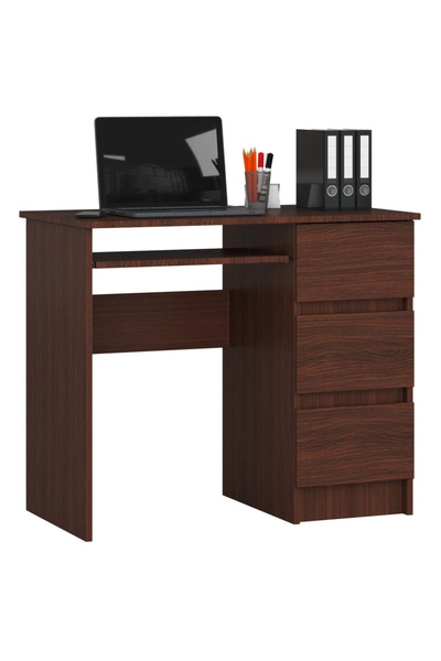 SERSIMO Birou de calculator cu 3 sertare și raft pentru tastatură, dreapta, 9...