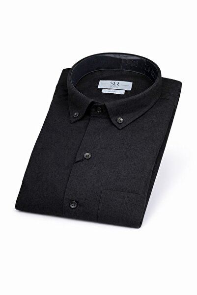 SÜVARİ Rahat Kalıp Düz Tam Pamuk Flanel Oduncu Gömleği