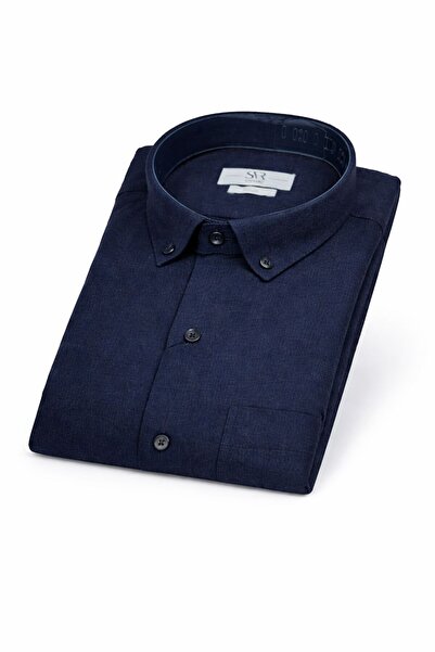 SÜVARİ Rahat Kalıp Düz Tam Pamuk Flanel Oduncu Gömleği